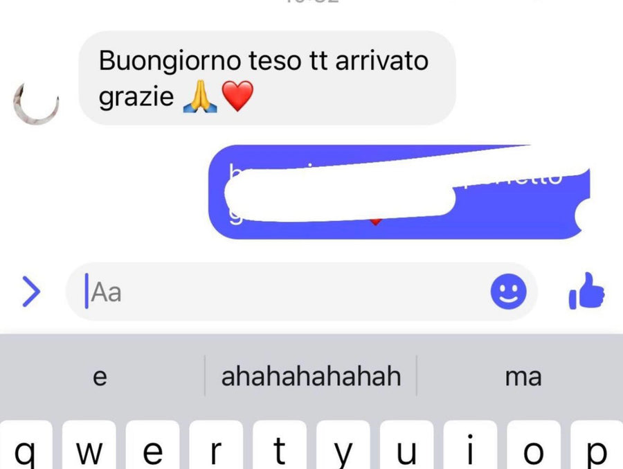 Screenshot recensione cliente