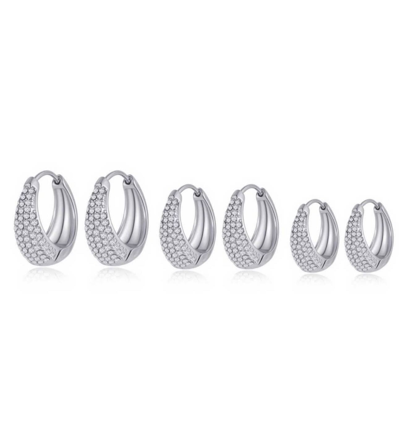 Set 6 orecchini glassa zirconati