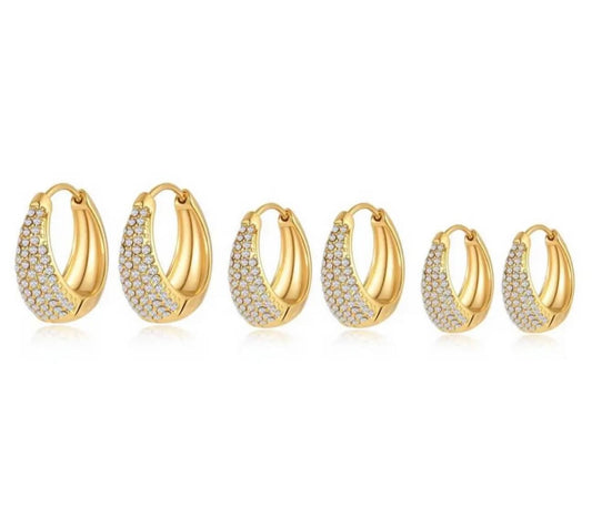 Set 6 orecchini glassa zirconati