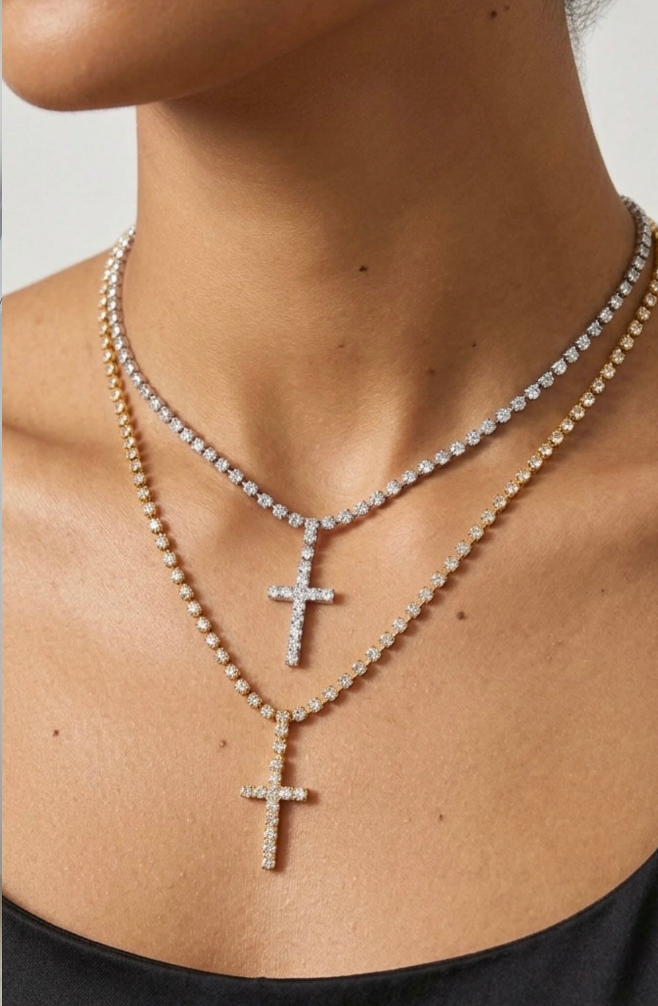 Collana croce strass